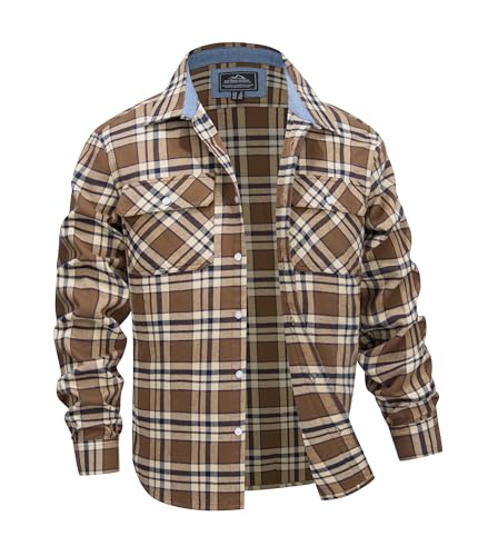 MAGNIVIT Men's Flannel Shirts Cotton Long Sleeve Plaid Casual Button Down Soft Comfortable Shirt for Men