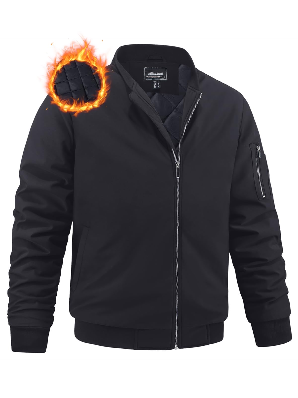 MAGNIVIT Men's Winter Bomber Jacket Windproof Warm Full Zipper Outer Wear Casual Flight Jacket Coat with Pockets