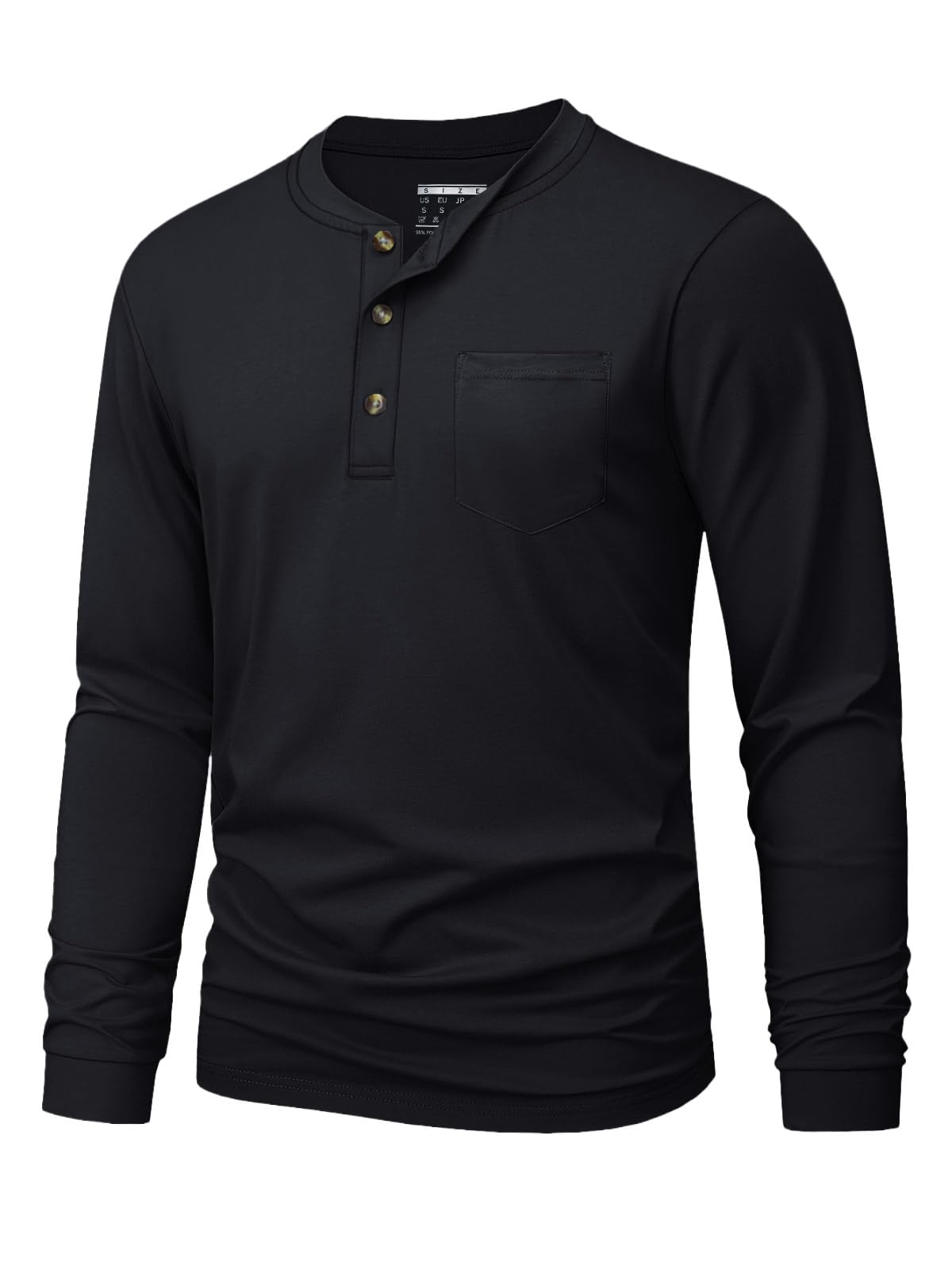 MAGNIVIT Mens Henley Shirts Long Sleeve with Pocket Fall Cotton Casual T-Shirts Plain Moisture Wicking Tee with 3 Button