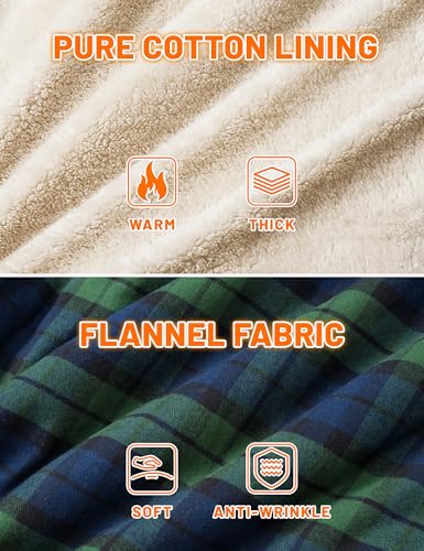 MAGNIVIT Mens Flannel Jacket Sherpa Fleece Lined Plaid Jackets Shirt Thick Snap Button Flannel Hoodie Cotton Winter Shacket