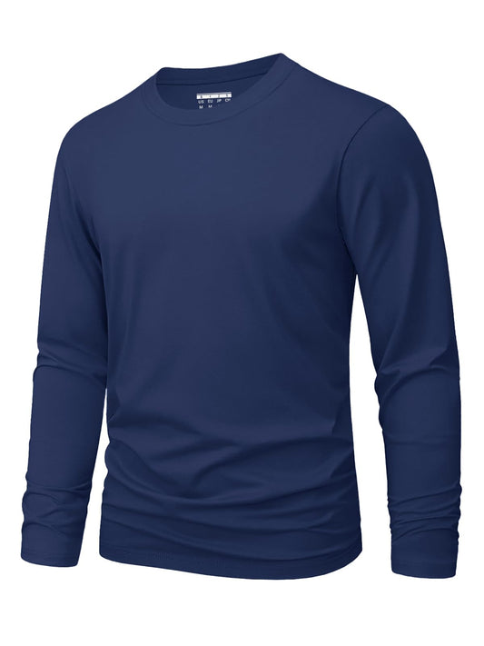MAGNIVIT Men's Long Sleeve Shirts Cotton T-Shirt Crew Neck Midweight Tees Classic Basic Casual Tops Plain Soft Shirt