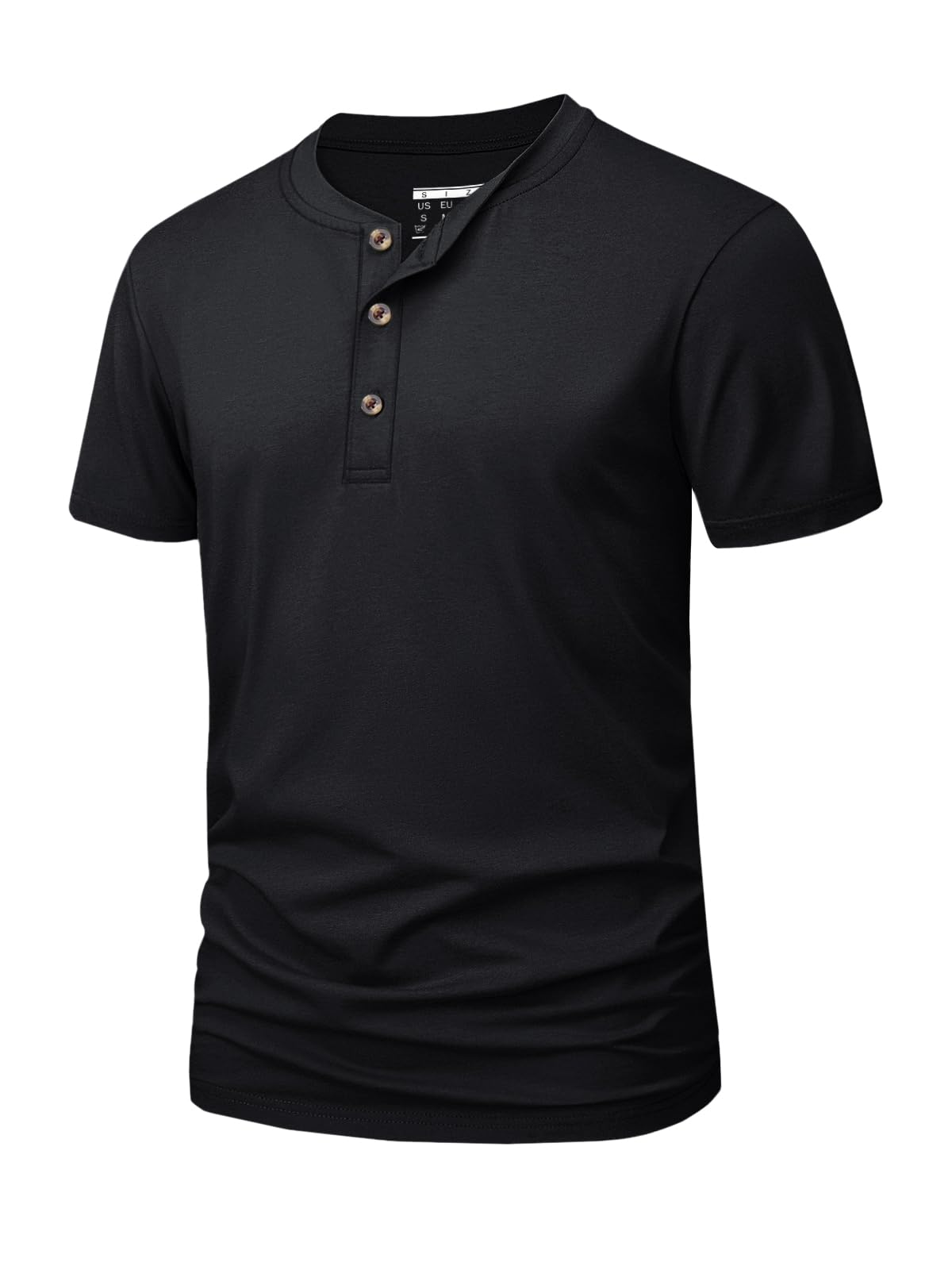 MAGNIVIT Mens Henley Shirts Short Sleeve Cotton Casual Summer Basic T-Shirts 3 Button Solid Collarless Shirts for Work
