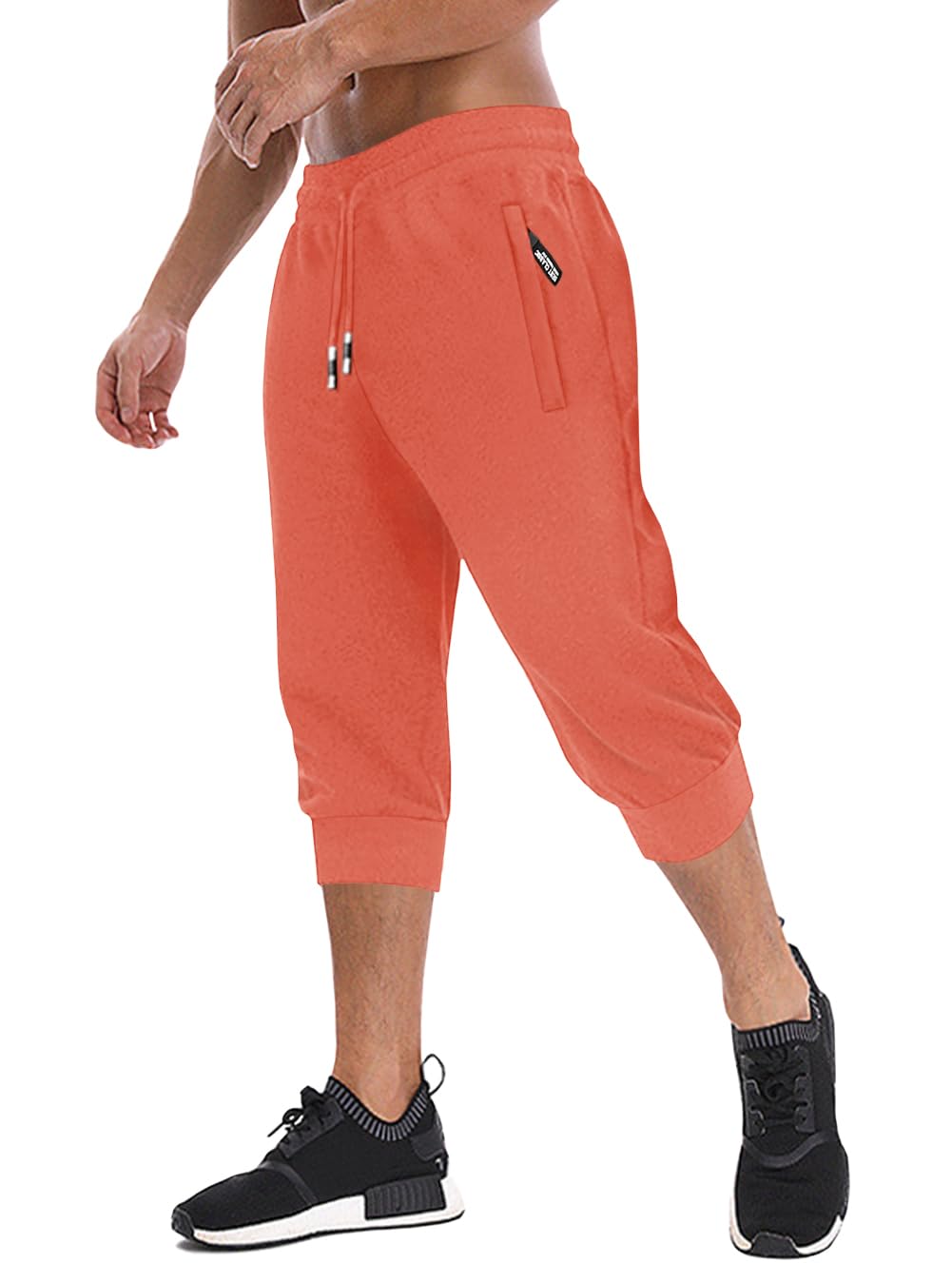 MAGNIVIT Men's 3/4 Jogger Capri Pants Workout Gym Below Knee Shorts Zipper Pockets Jogger Sweatpant Capris for Men