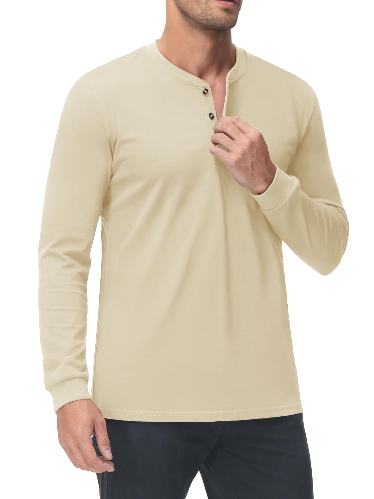 MAGNIVIT Men's Long Sleeve Henley Shirts Cotton 3-Button Spring Casual T-Shirts Solid Color Soft Basic Tops 2025