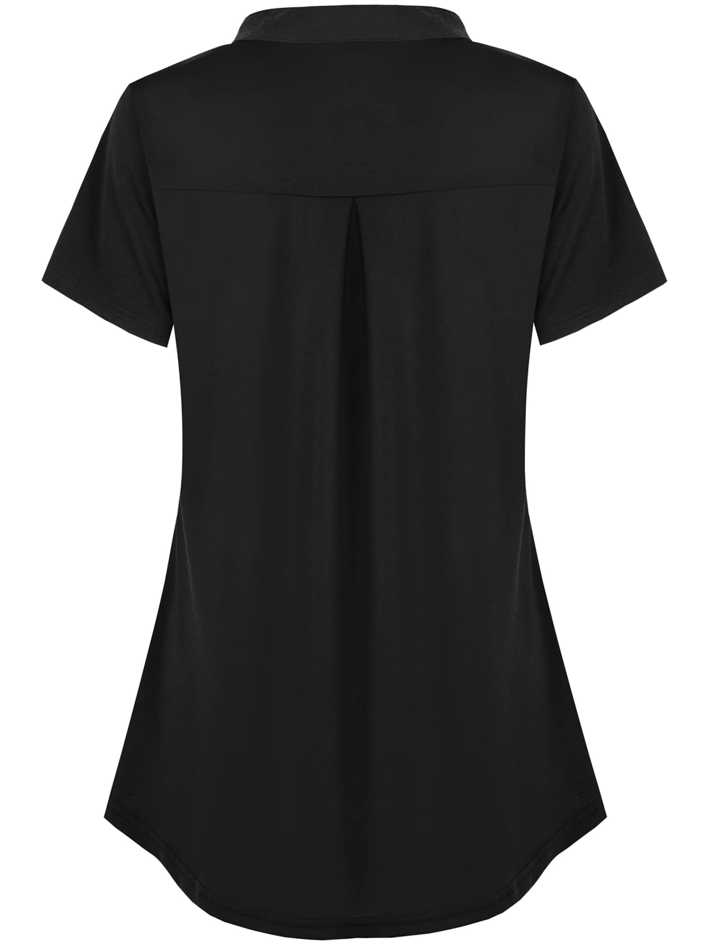 Ninedaily Women's Summer Tops Short Sleeve Casual Blouse Zip Floral Tunic Shirts