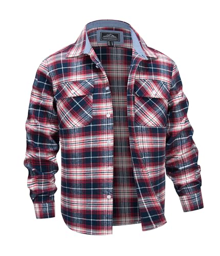 MAGNIVIT Men's Flannel Shirts Cotton Long Sleeve Plaid Casual Button Down Soft Comfortable Shirt for Men