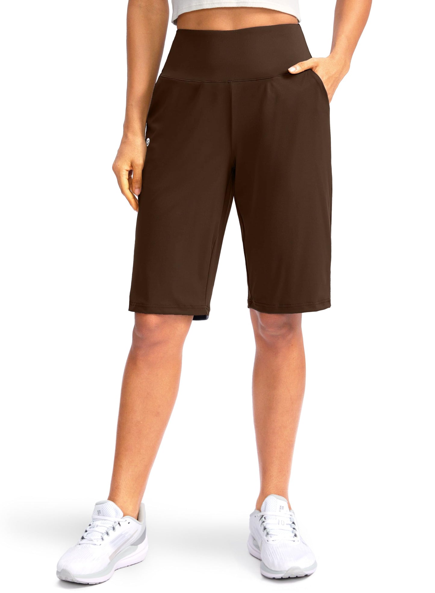 G Gradual Women's 12" Bermuda Long Shorts with Pockets High Waisted Stretch Knee Length Shorts for Women Summer Walking