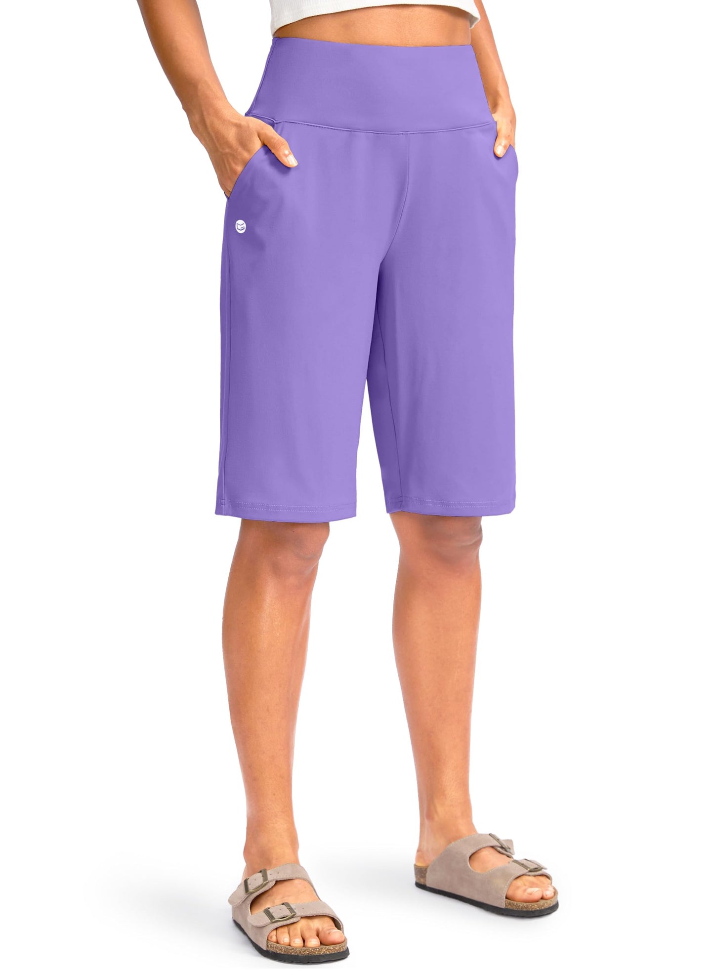 G Gradual Women's 12" Bermuda Long Shorts with Pockets High Waisted Stretch Knee Length Shorts for Women Summer Walking