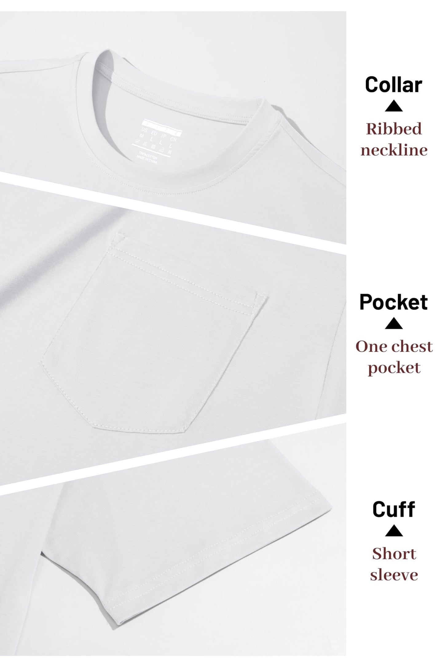 MAGNIVIT Men's Cotton Pocket Tee Shirts Soft Crew Neck Solid Color T Shirt Casual Short Sleeve Summer Basic Tops