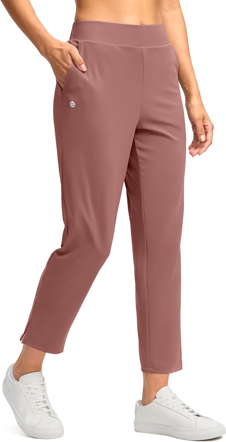 G Gradual Women's Pants Ankle 7/8 Golf Pants 3 Pockets Stretchy Petite Travel Pants Inner Drawstring for Work Business Casual