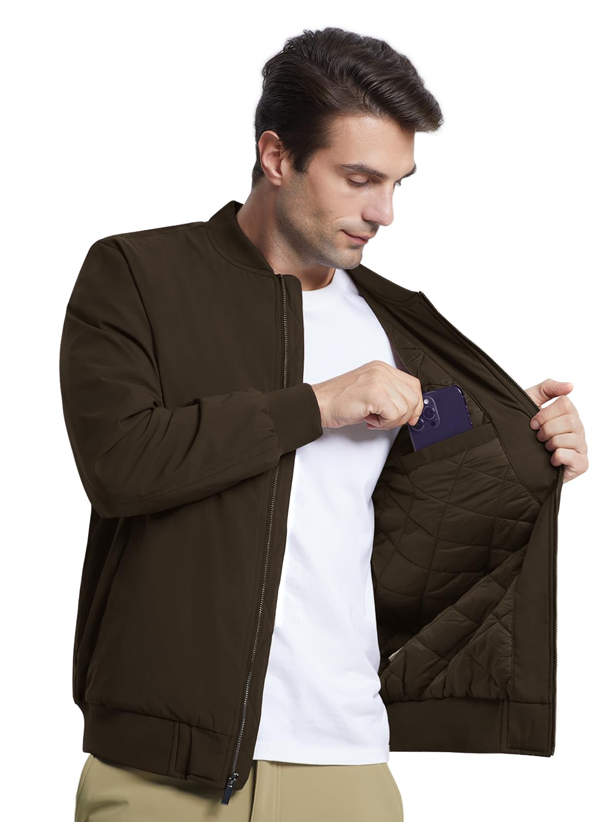 MAGNIVIT Men's Winter Bomber Jacket Windproof Warm Full Zipper Outer Wear Casual Flight Jacket Coat with Pockets