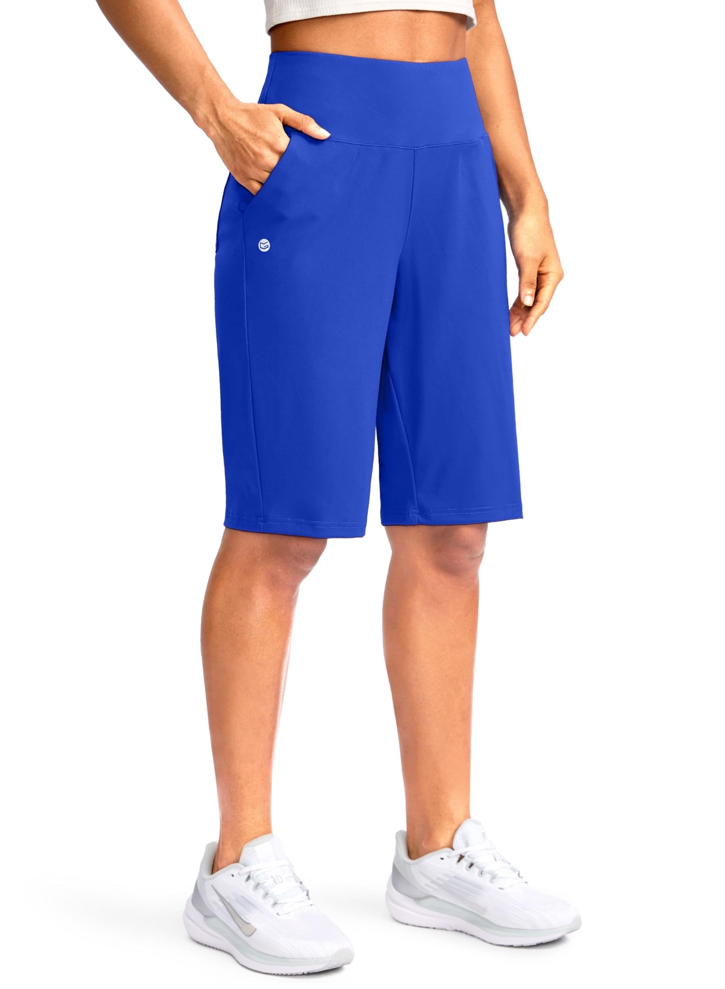 G Gradual Women's 12" Bermuda Long Shorts with Pockets High Waisted Stretch Knee Length Shorts for Women Summer Walking