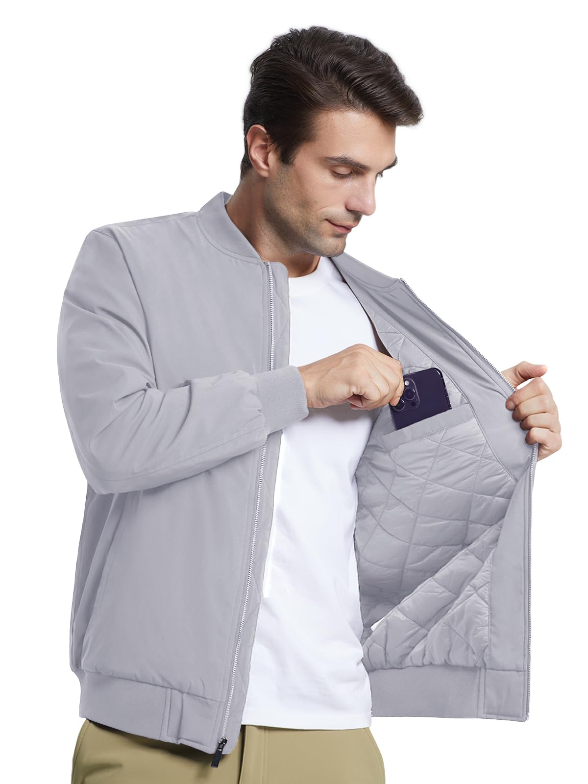 MAGNIVIT Men's Winter Bomber Jacket Windproof Warm Full Zipper Outer Wear Casual Flight Jacket Coat with Pockets