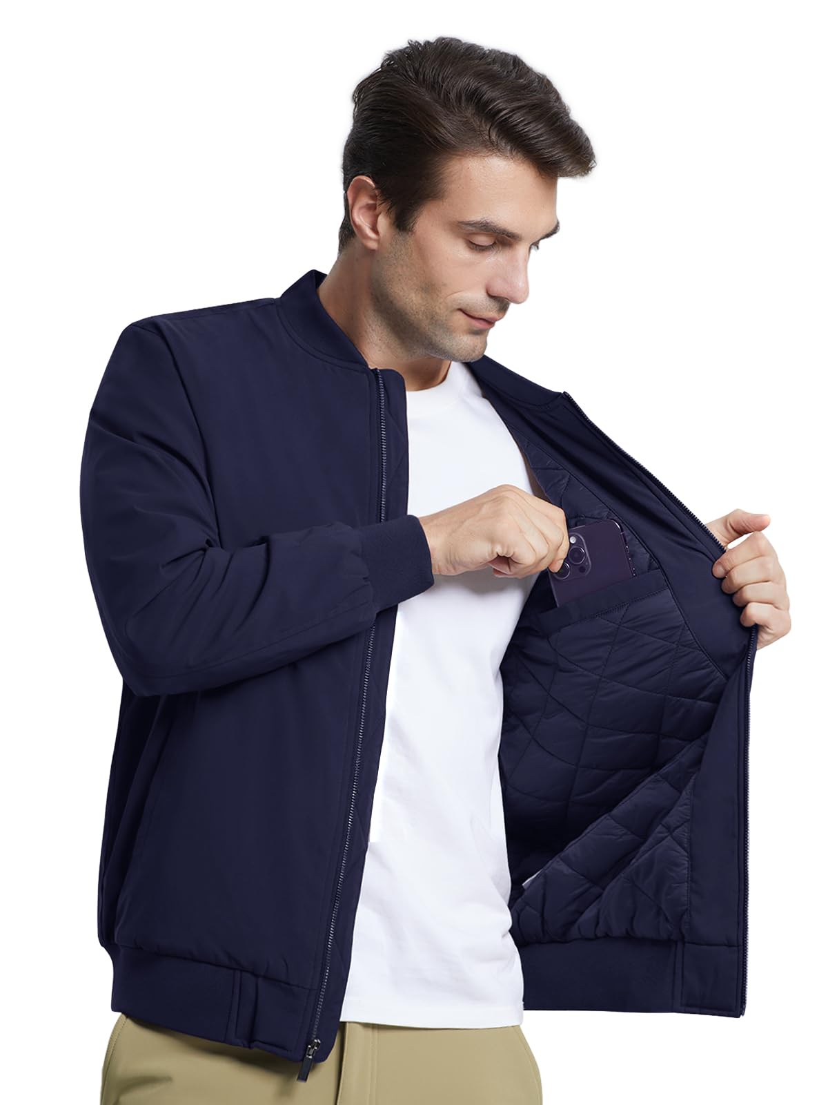 MAGNIVIT Men's Winter Bomber Jacket Windproof Warm Full Zipper Outer Wear Casual Flight Jacket Coat with Pockets