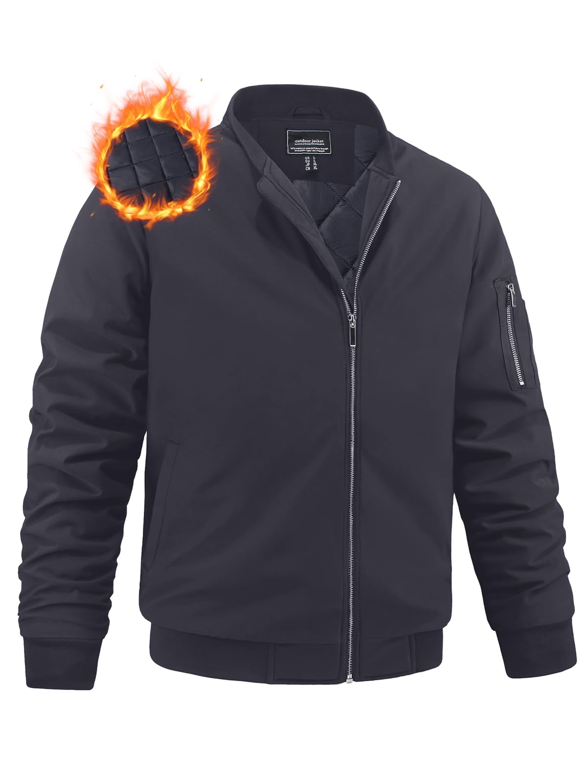 MAGNIVIT Men's Winter Bomber Jacket Windproof Warm Full Zipper Outer Wear Casual Flight Jacket Coat with Pockets
