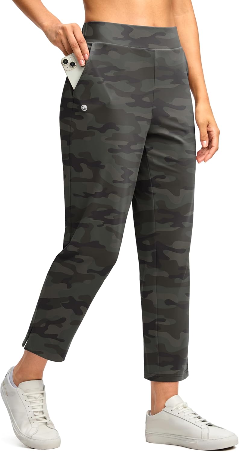 G Gradual Women's Pants Ankle 7/8 Golf Pants 3 Pockets Stretchy Petite Travel Pants Inner Drawstring for Work Business Casual