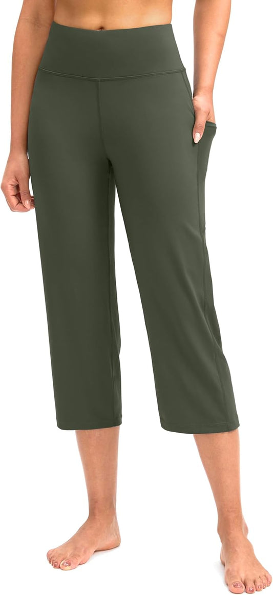 G Gradual Capri Pants for Women High Waist Workout Yoga Pants with Pockets Tummy Control Leggings Crop Straight