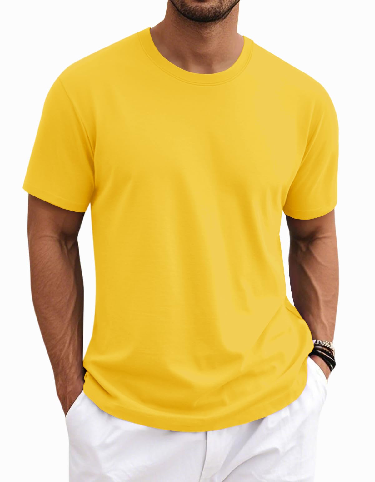 MAGNIVIT Men's Shirts Short Sleeve Cotton T-Shirt Crew Neck Light Tees Classic Basic Casual Tops Plain Soft Shirt