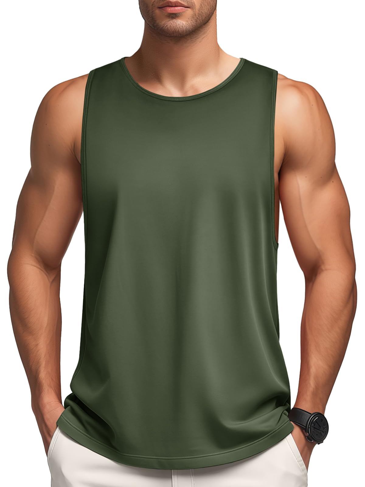 MAGNIVIT Mens Beach Training Tops Hiking Tank Tops Sport Shirt Camping Tops True Lightweight Classic Under Casual Shirt