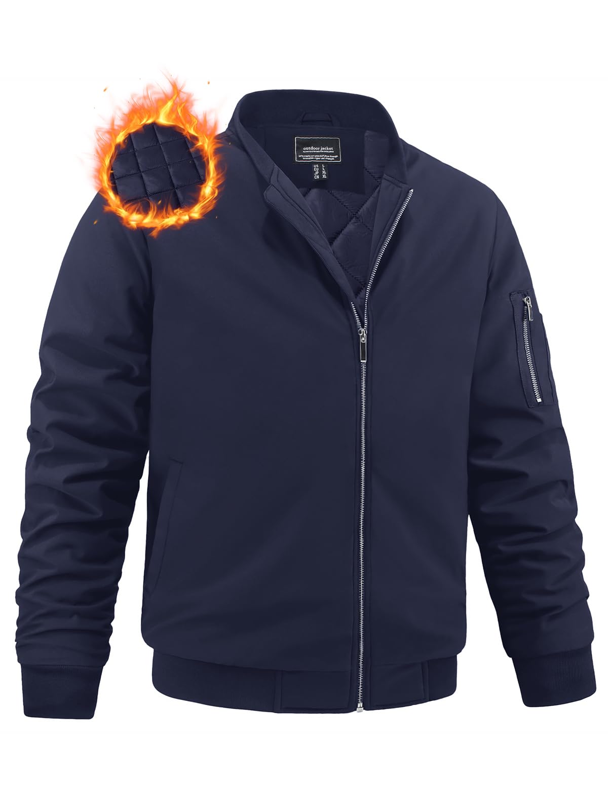 MAGNIVIT Men's Winter Bomber Jacket Windproof Warm Full Zipper Outer Wear Casual Flight Jacket Coat with Pockets