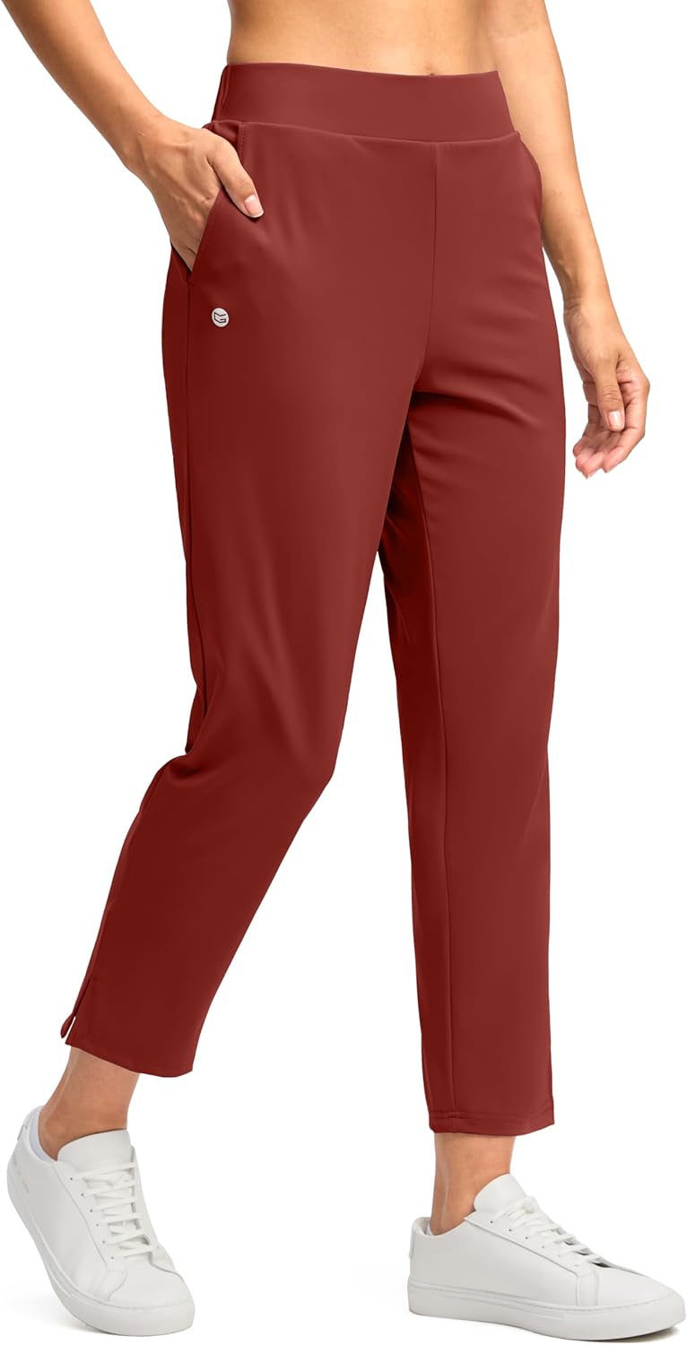 G Gradual Women's Pants Ankle 7/8 Golf Pants 3 Pockets Stretchy Petite Travel Pants Inner Drawstring for Work Business Casual