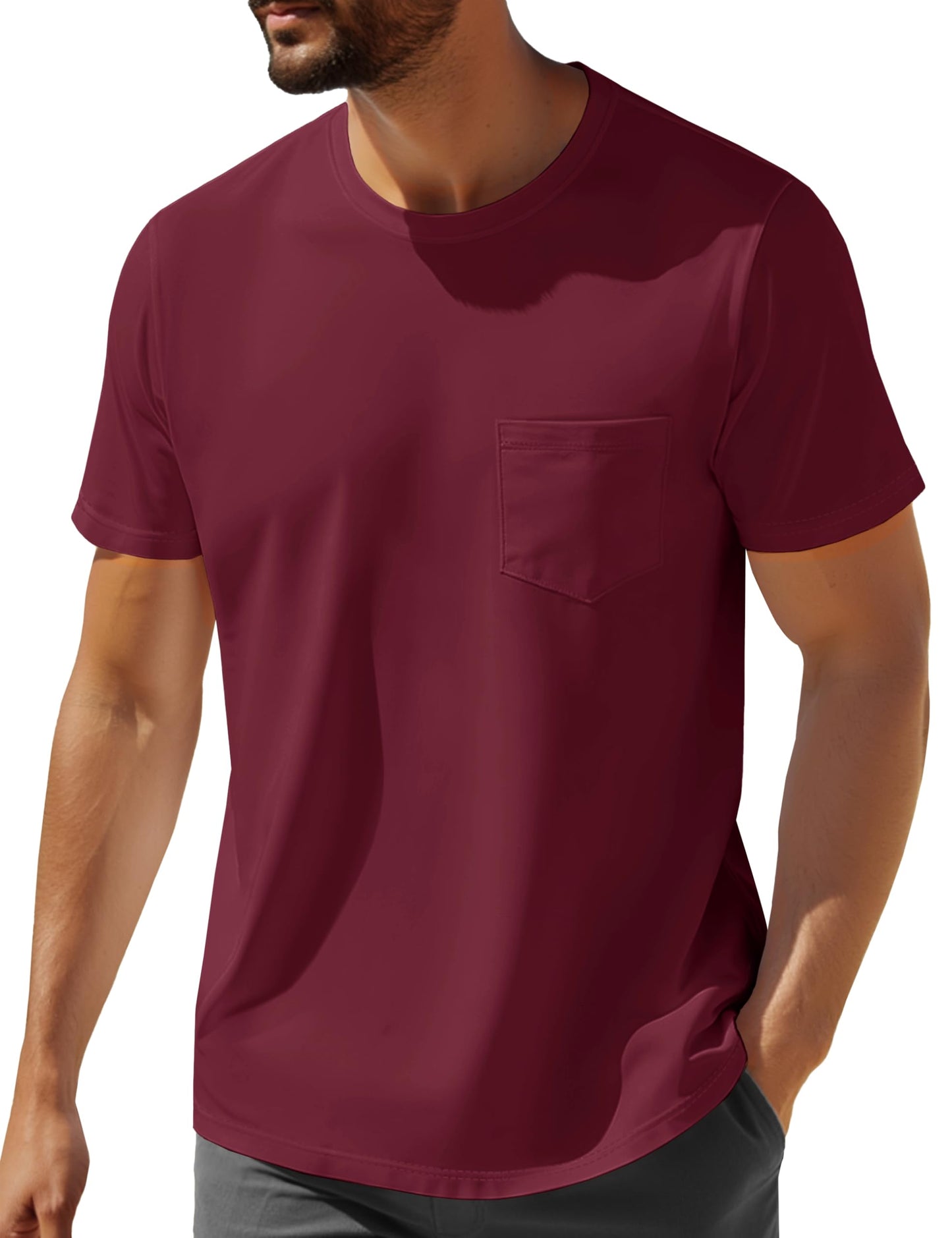 MAGNIVIT Men's Cotton Pocket Tee Shirts Soft Crew Neck Solid Color T Shirt Casual Short Sleeve Summer Basic Tops
