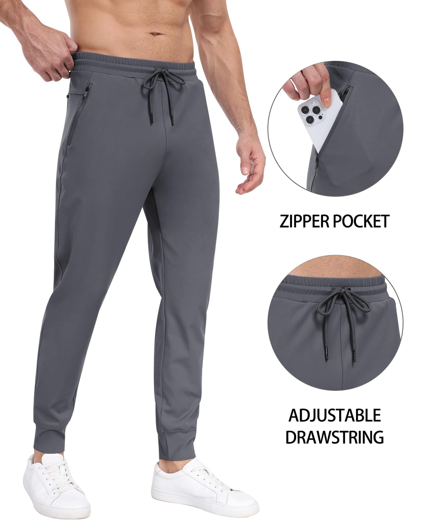 3 Pack Men's Sweatpants with Zipper Pockets,Workout Gym Traning Track Joggers Pants for Men Running Jogging Pants