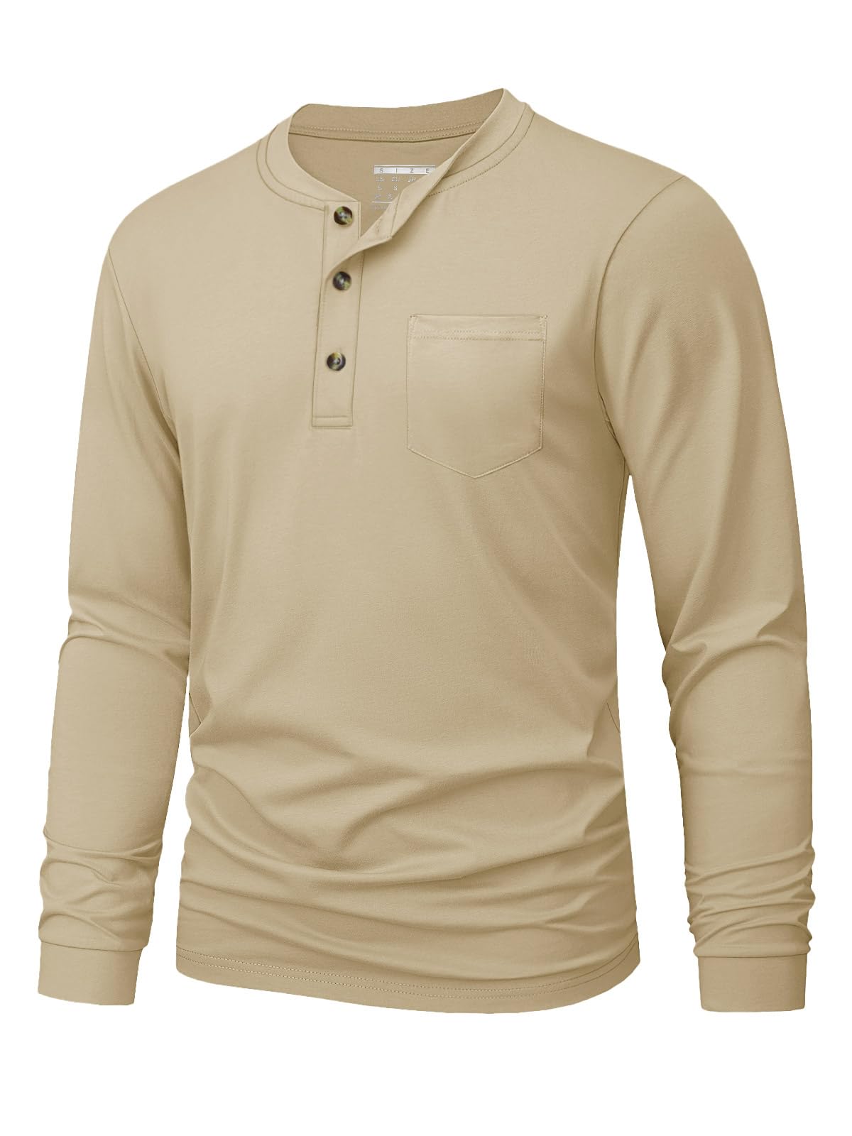MAGNIVIT Mens Henley Shirts Long Sleeve with Pocket Fall Cotton Casual T-Shirts Plain Moisture Wicking Tee with 3 Button