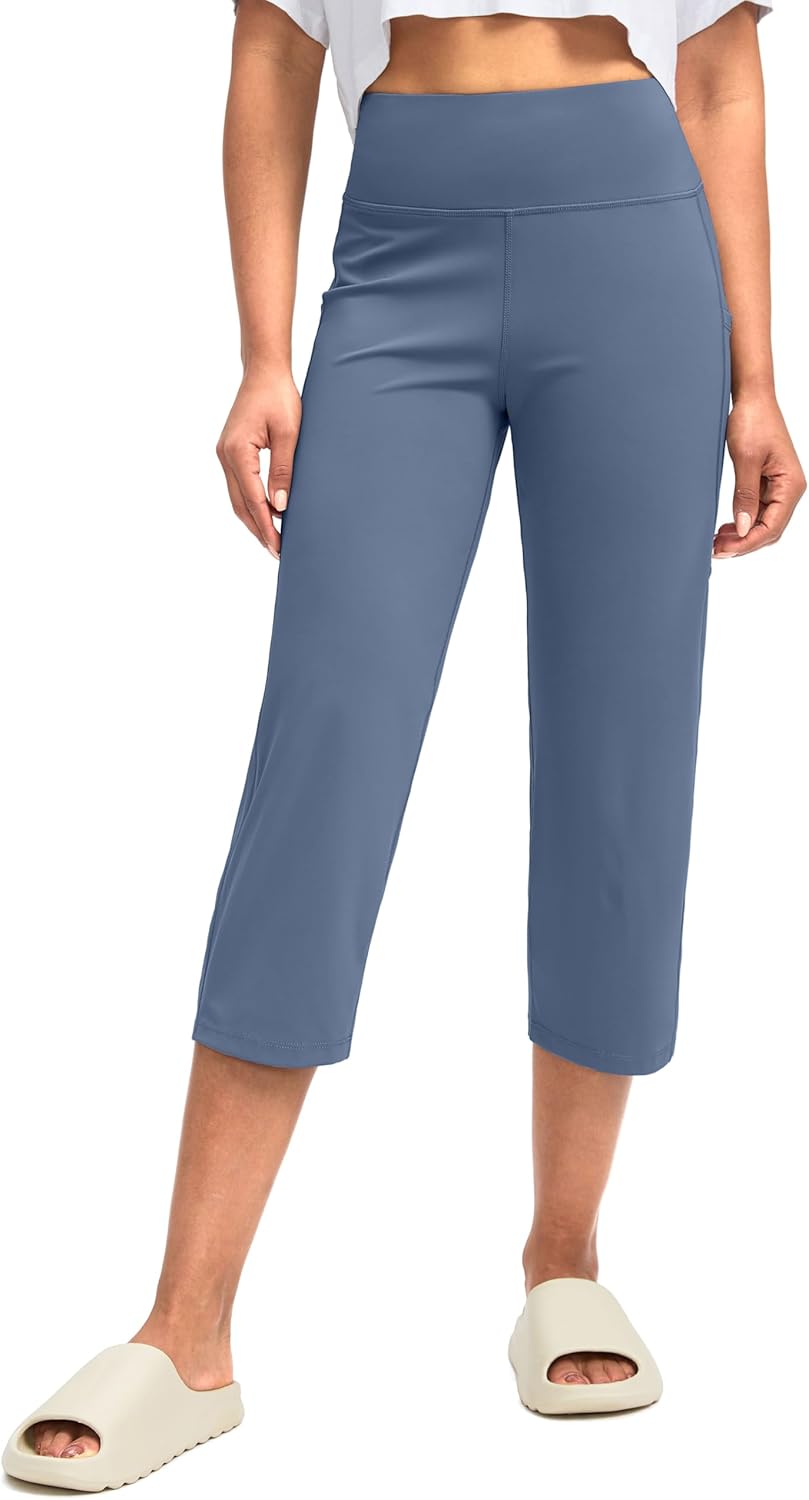 G Gradual Capri Pants for Women High Waist Workout Yoga Pants with Pockets Tummy Control Leggings Crop Straight