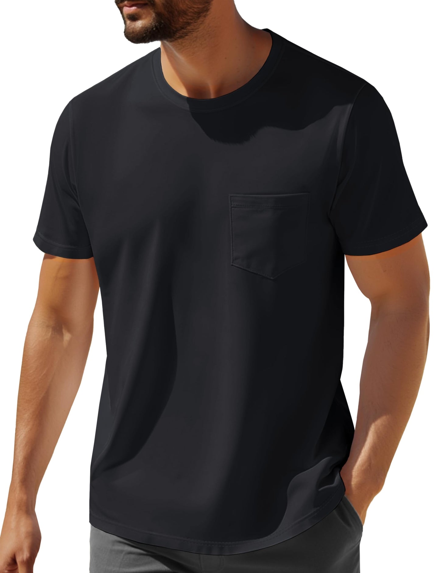 MAGNIVIT Men's Cotton Pocket Tee Shirts Soft Crew Neck Solid Color T Shirt Casual Short Sleeve Summer Basic Tops