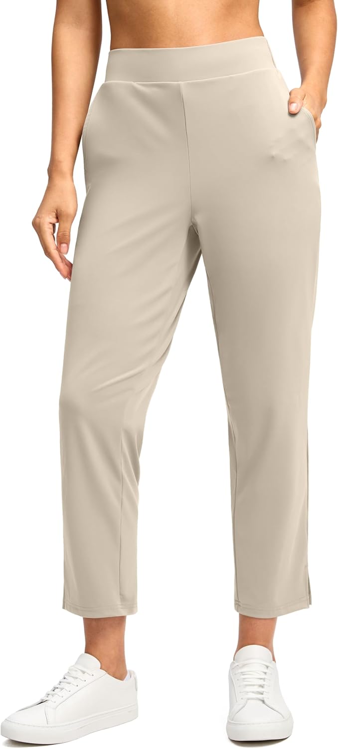 G Gradual Women's Pants Ankle 7/8 Golf Pants 3 Pockets Stretchy Petite Travel Pants Inner Drawstring for Work Business Casual