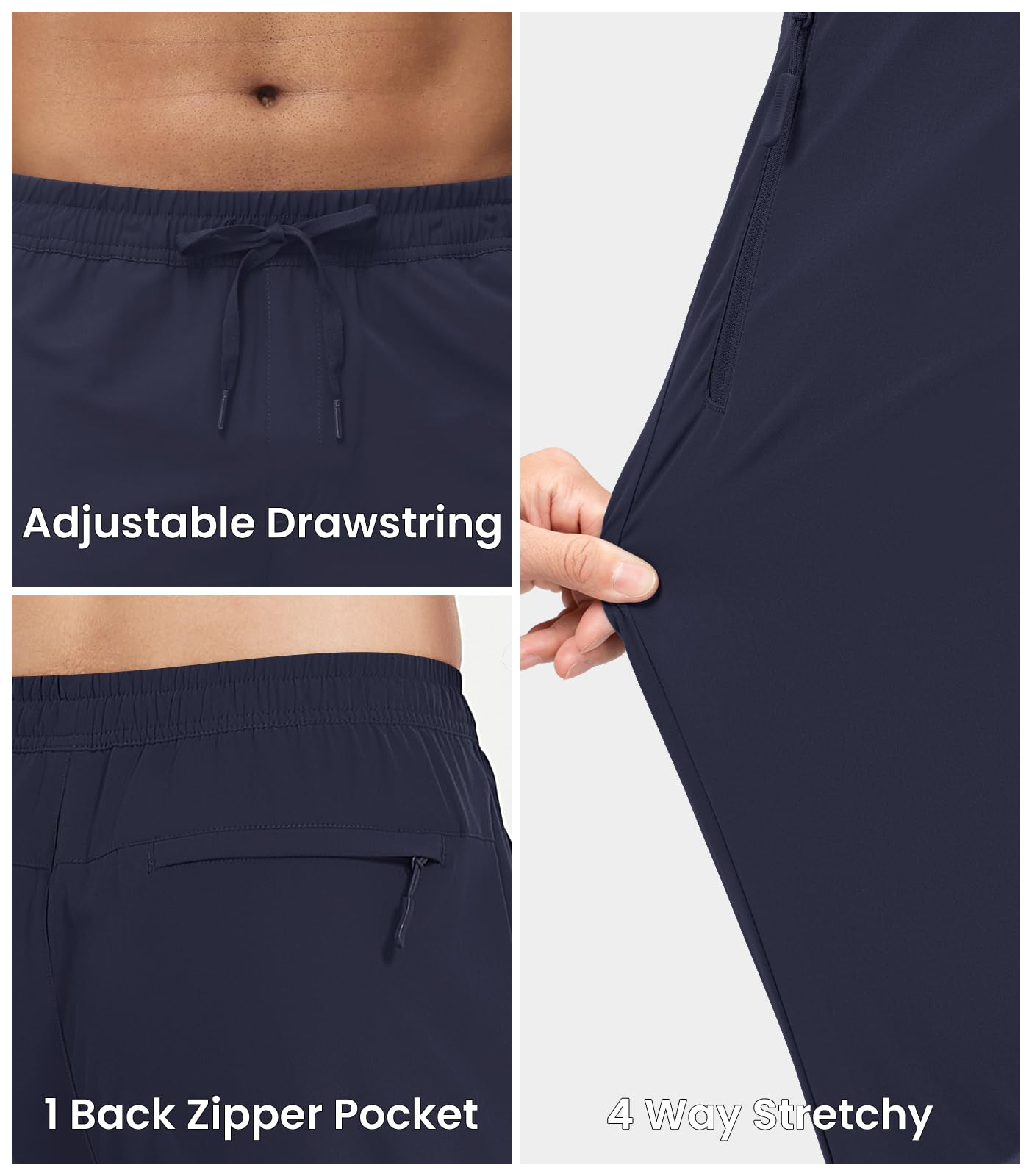 MAGNIVIT Men's Joggers with Zipper Pockets Lightweight Athletic Sweatpants Water Repellent Track Pants for Men Workout