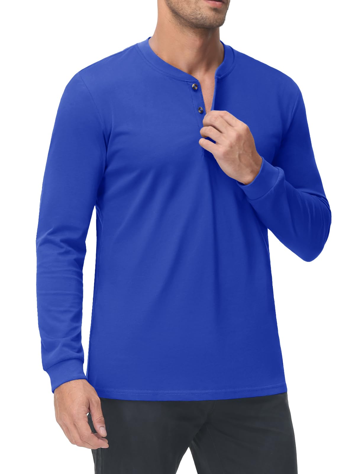 MAGNIVIT Men's Long Sleeve Henley Shirts Cotton 3-Button Spring Casual T-Shirts Solid Color Soft Basic Tops 2025