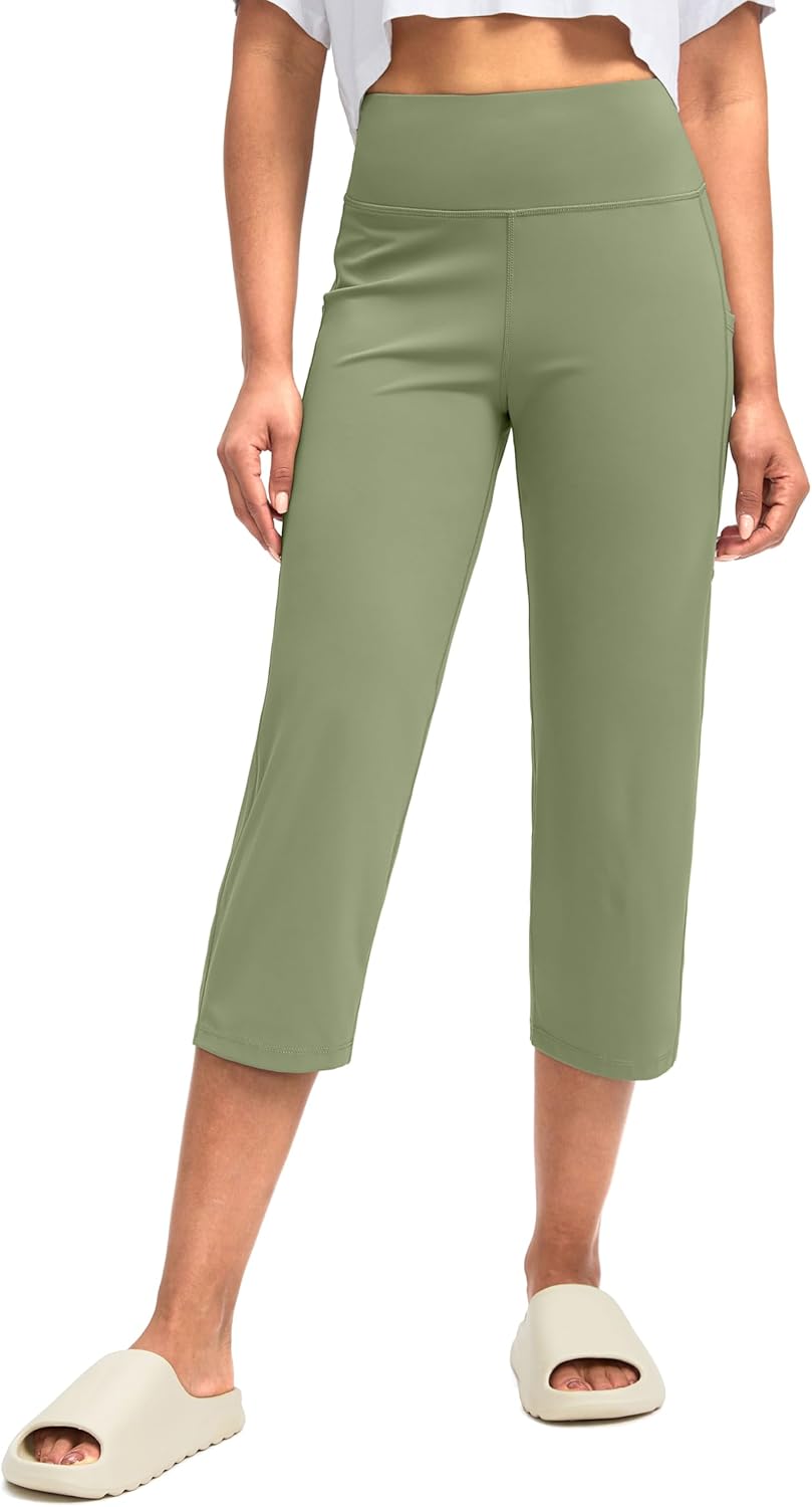 G Gradual Capri Pants for Women High Waist Workout Yoga Pants with Pockets Tummy Control Leggings Crop Straight