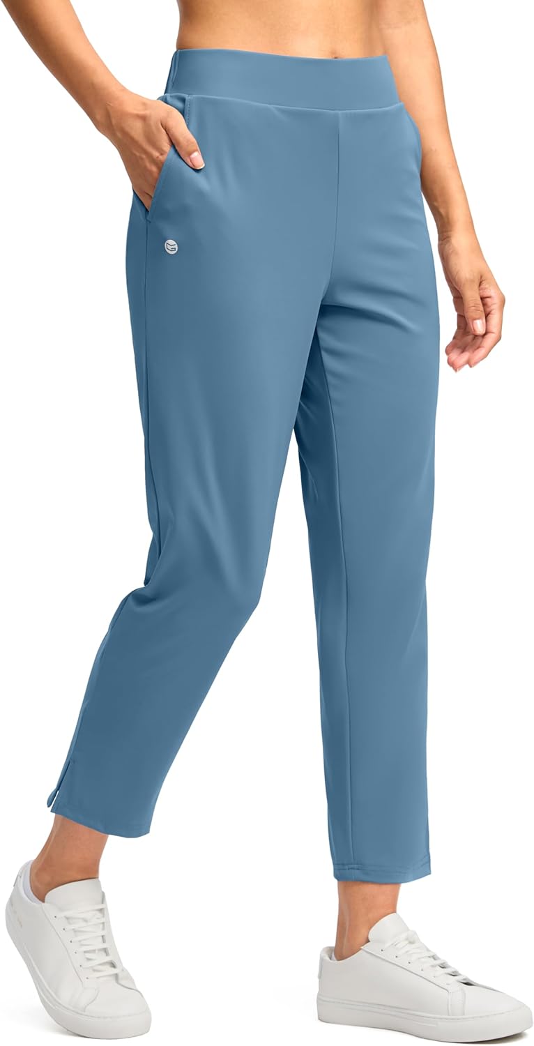 G Gradual Women's Pants Ankle 7/8 Golf Pants 3 Pockets Stretchy Petite Travel Pants Inner Drawstring for Work Business Casual