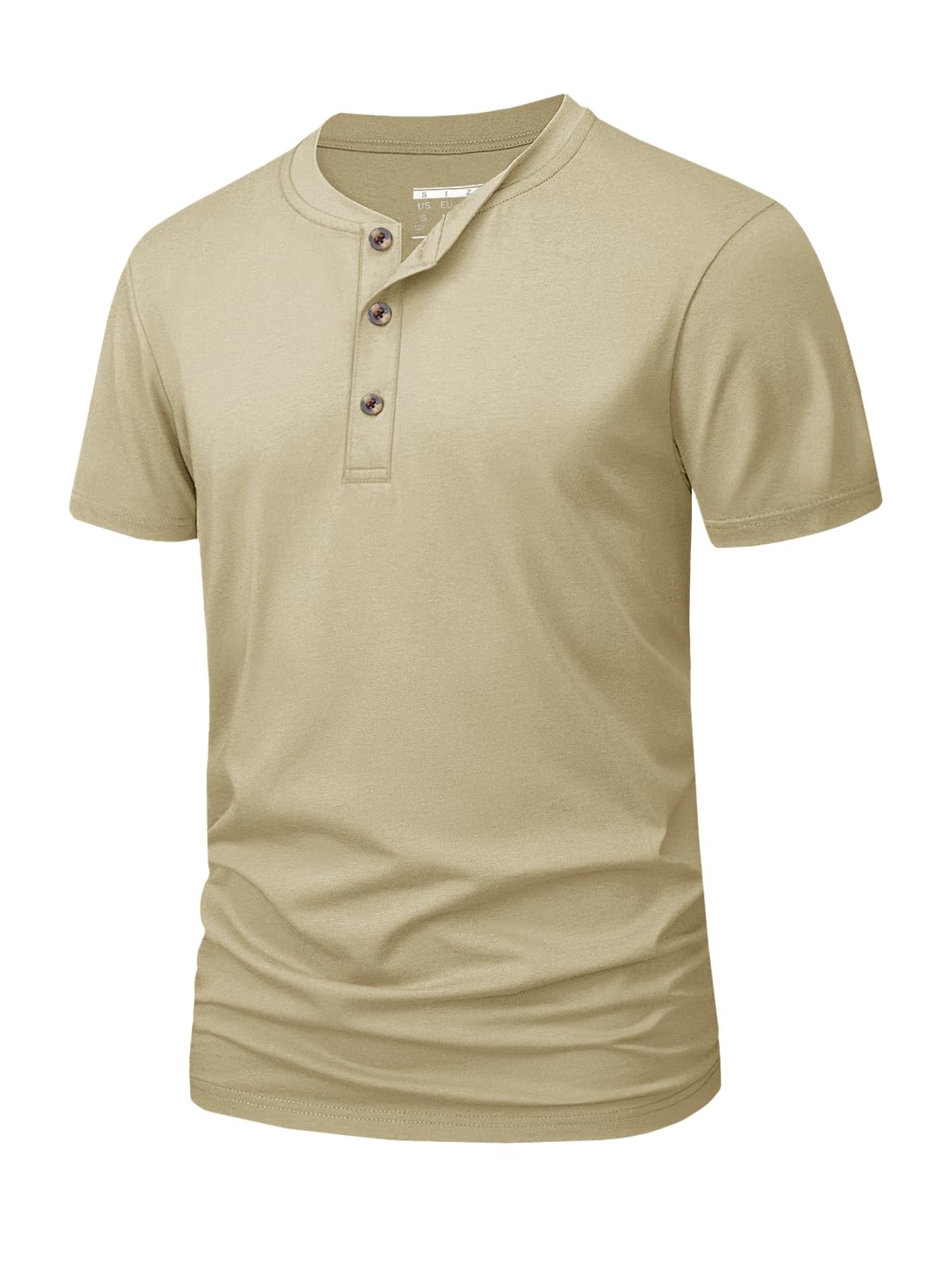 MAGNIVIT Mens Henley Shirts Short Sleeve Cotton Casual Summer Basic T-Shirts 3 Button Solid Collarless Shirts for Work