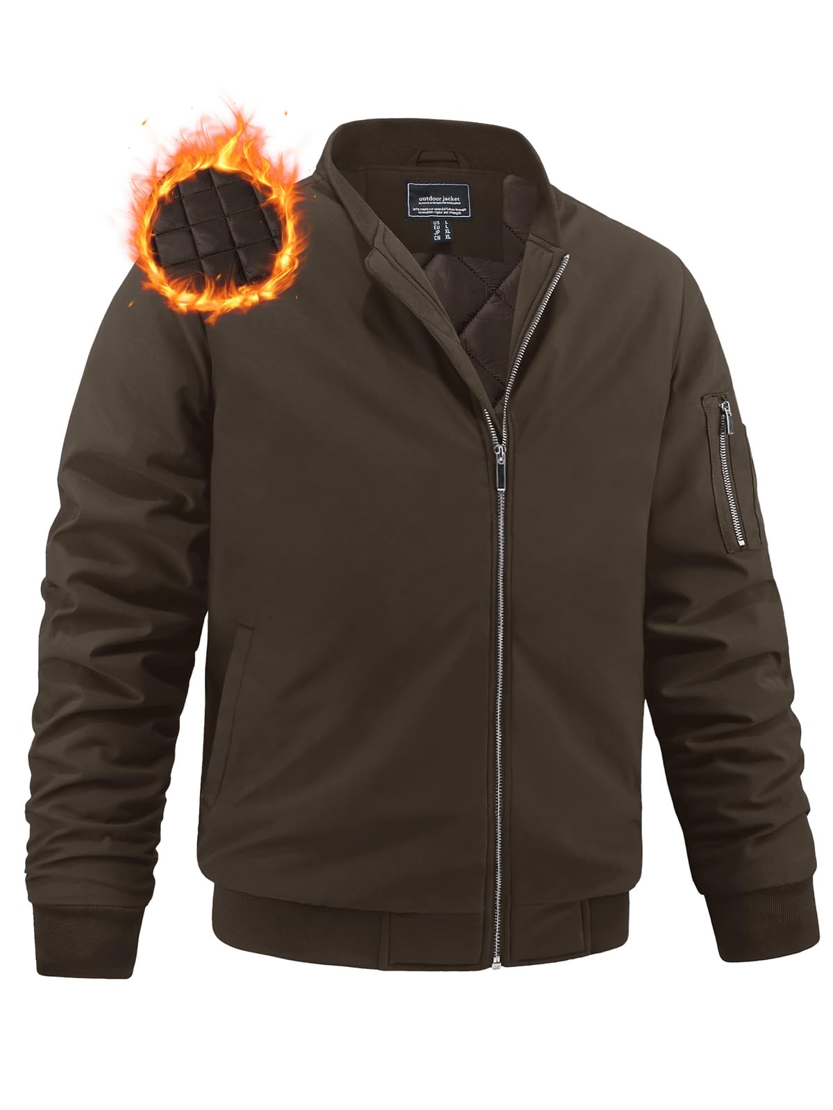 MAGNIVIT Men's Winter Bomber Jacket Windproof Warm Full Zipper Outer Wear Casual Flight Jacket Coat with Pockets