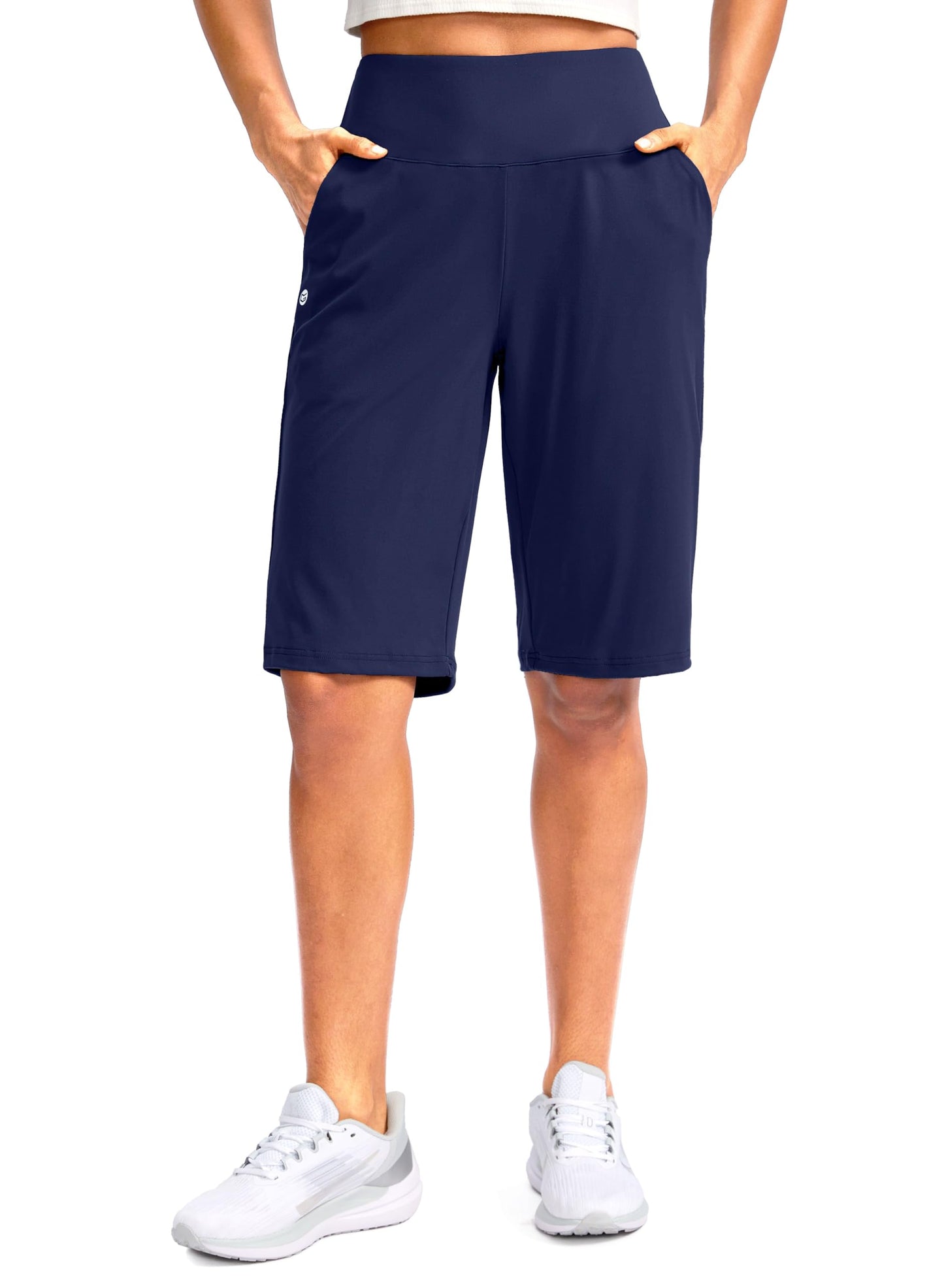 G Gradual Women's 12" Bermuda Long Shorts with Pockets High Waisted Stretch Knee Length Shorts for Women Summer Walking