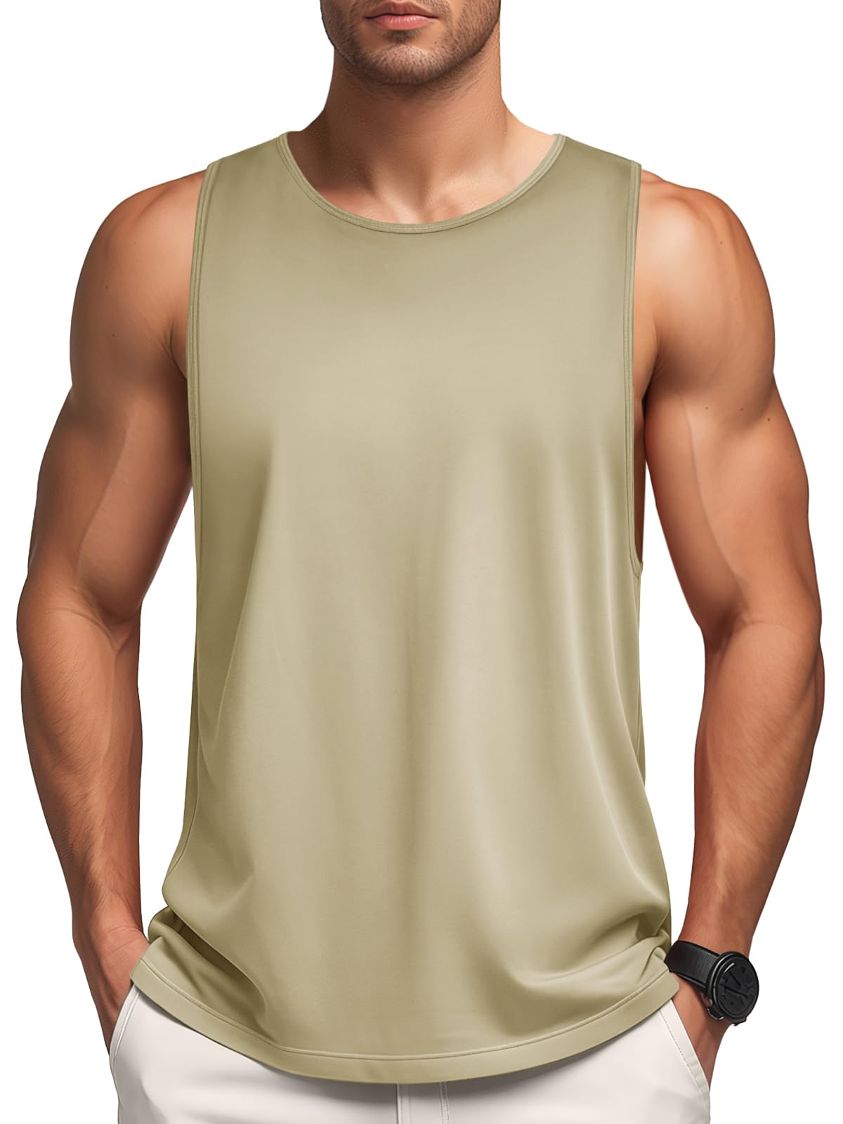 MAGNIVIT Mens Beach Training Tops Hiking Tank Tops Sport Shirt Camping Tops True Lightweight Classic Under Casual Shirt