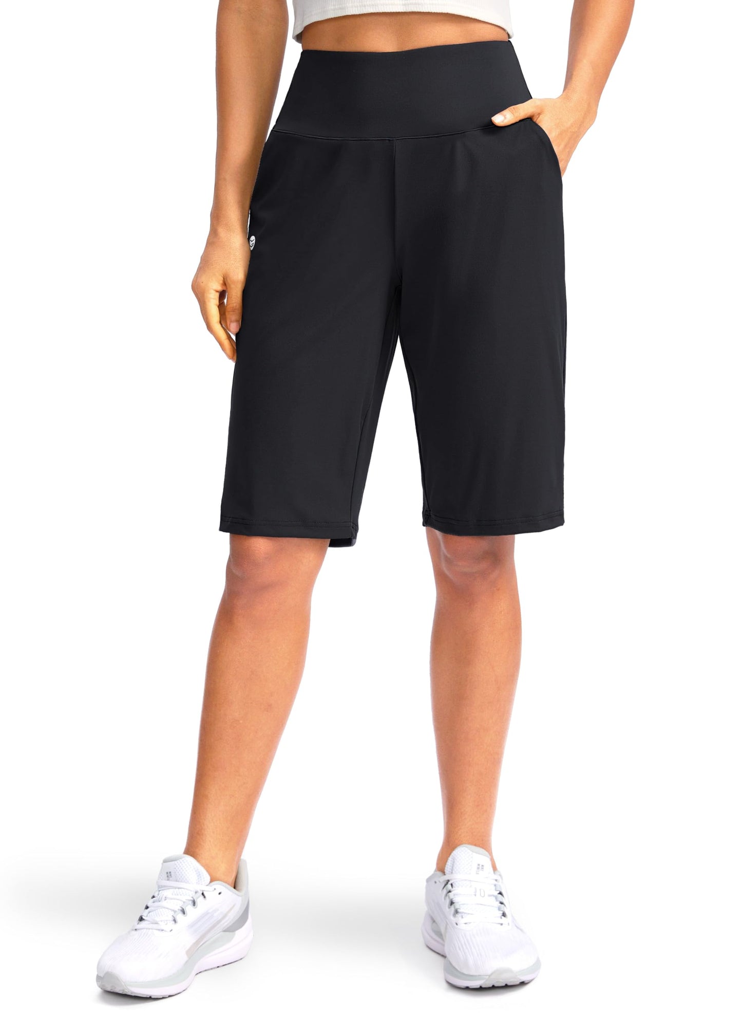 G Gradual Women's 12" Bermuda Long Shorts with Pockets High Waisted Stretch Knee Length Shorts for Women Summer Walking