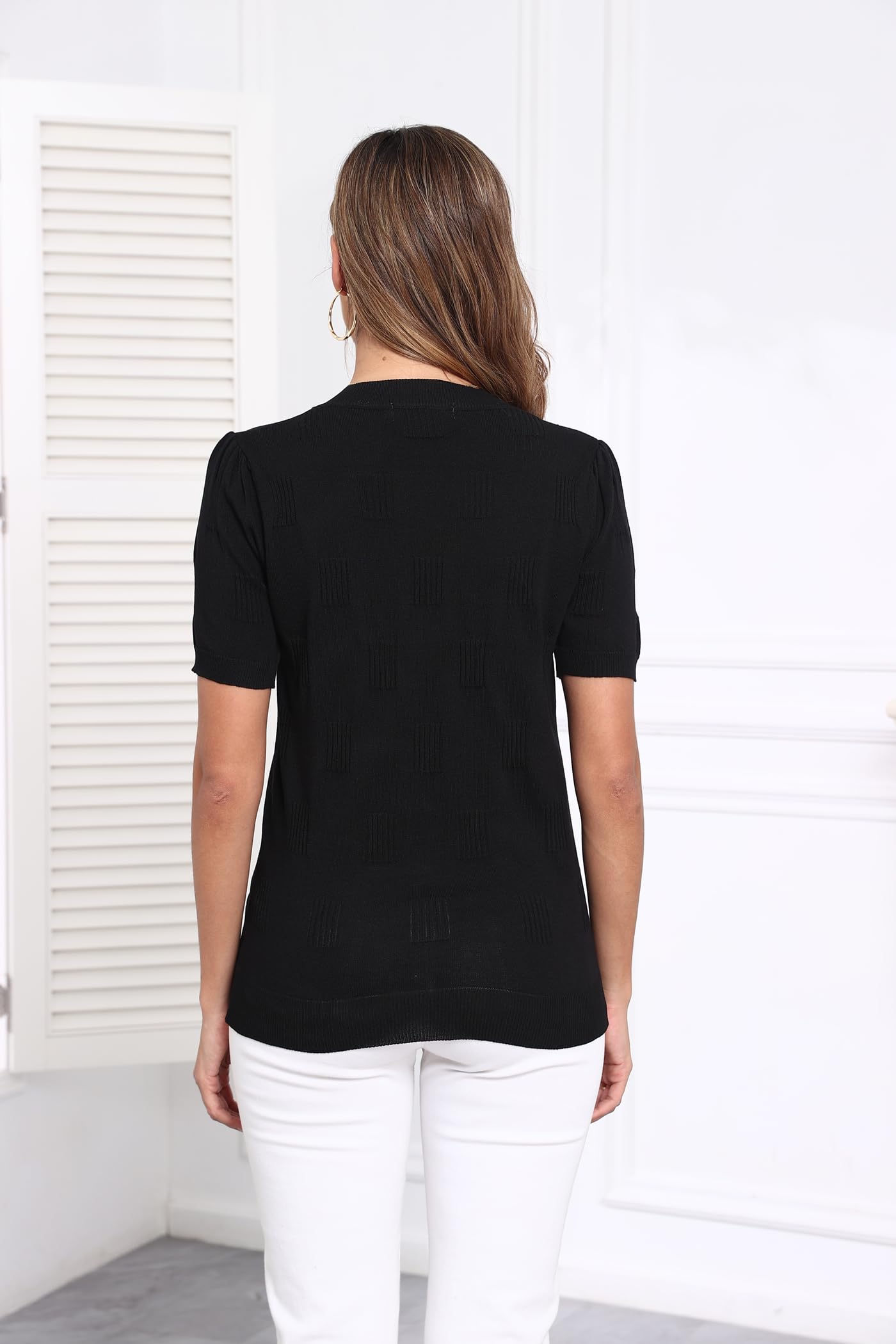 Ninedaily Women's Tops Short Sleeve Sweater Knit T-Shirts Dressy Casual Blouses