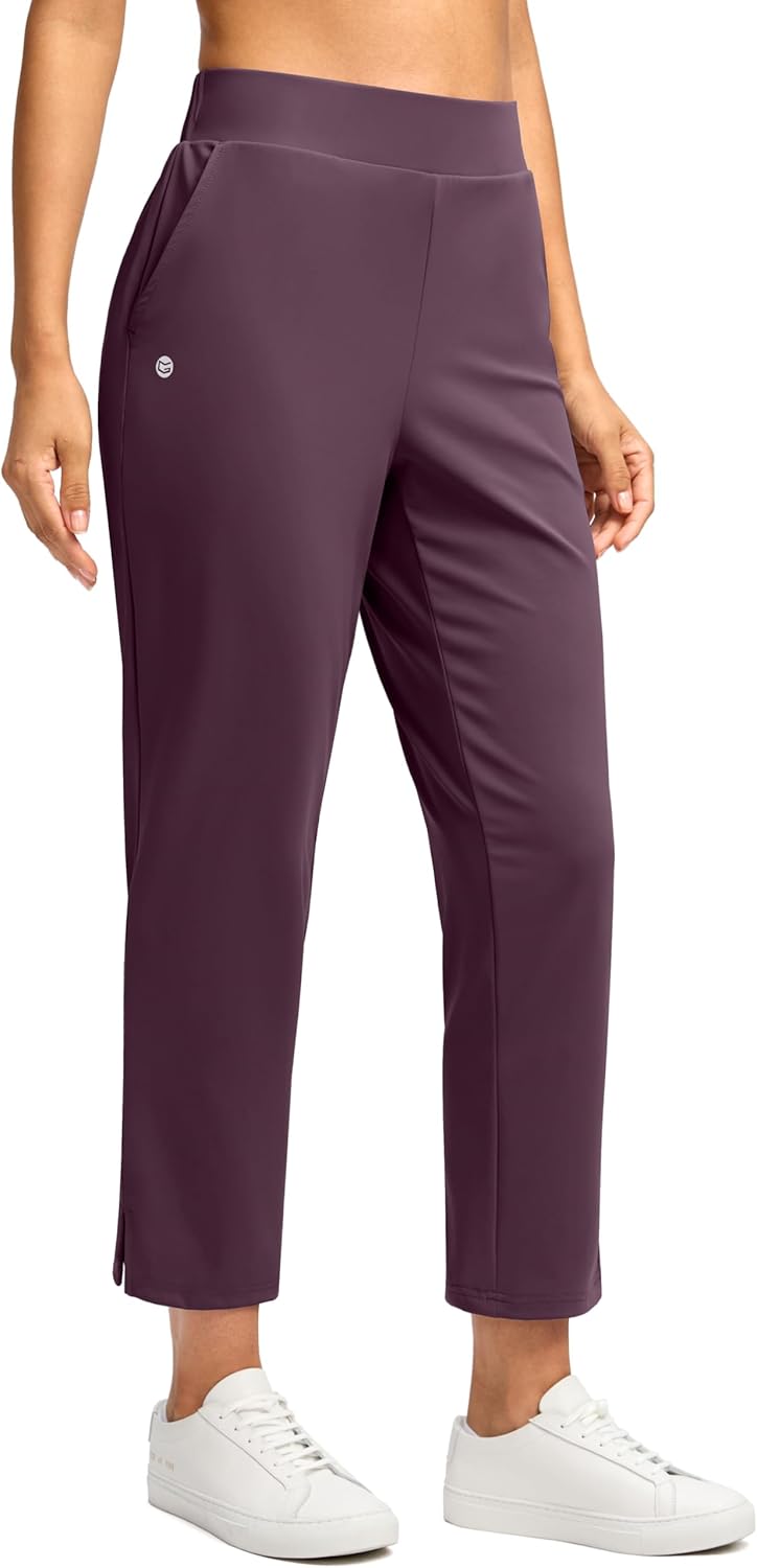 G Gradual Women's Pants Ankle 7/8 Golf Pants 3 Pockets Stretchy Petite Travel Pants Inner Drawstring for Work Business Casual