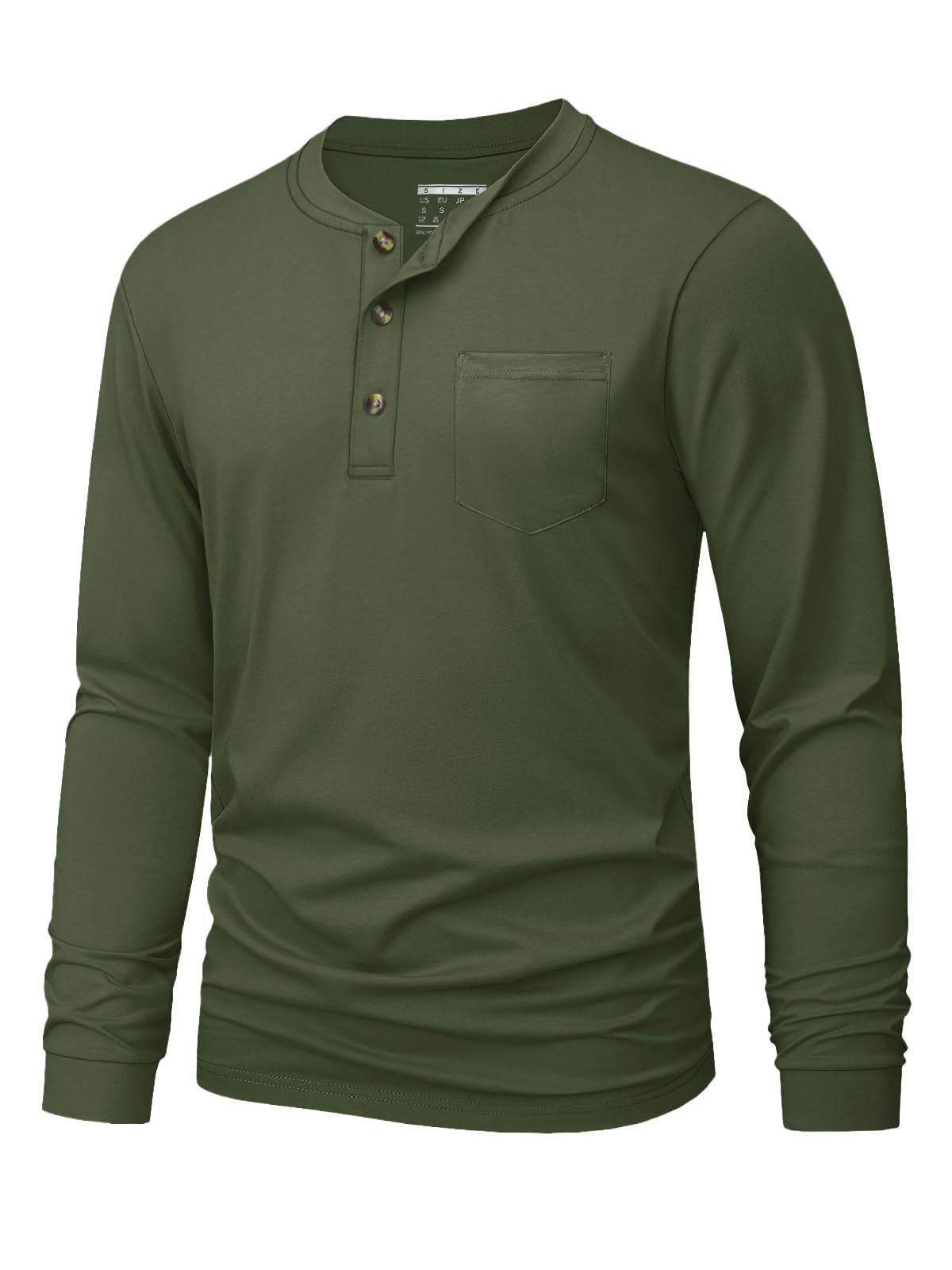 MAGNIVIT Mens Henley Shirts Long Sleeve with Pocket Fall Cotton Casual T-Shirts Plain Moisture Wicking Tee with 3 Button