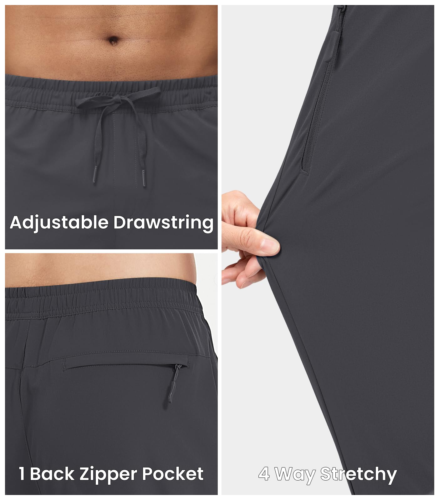 MAGNIVIT Men's Joggers with Zipper Pockets Lightweight Athletic Sweatpants Water Repellent Track Pants for Men Workout