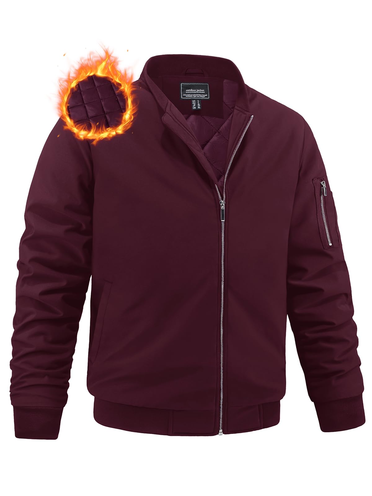 MAGNIVIT Men's Winter Bomber Jacket Windproof Warm Full Zipper Outer Wear Casual Flight Jacket Coat with Pockets