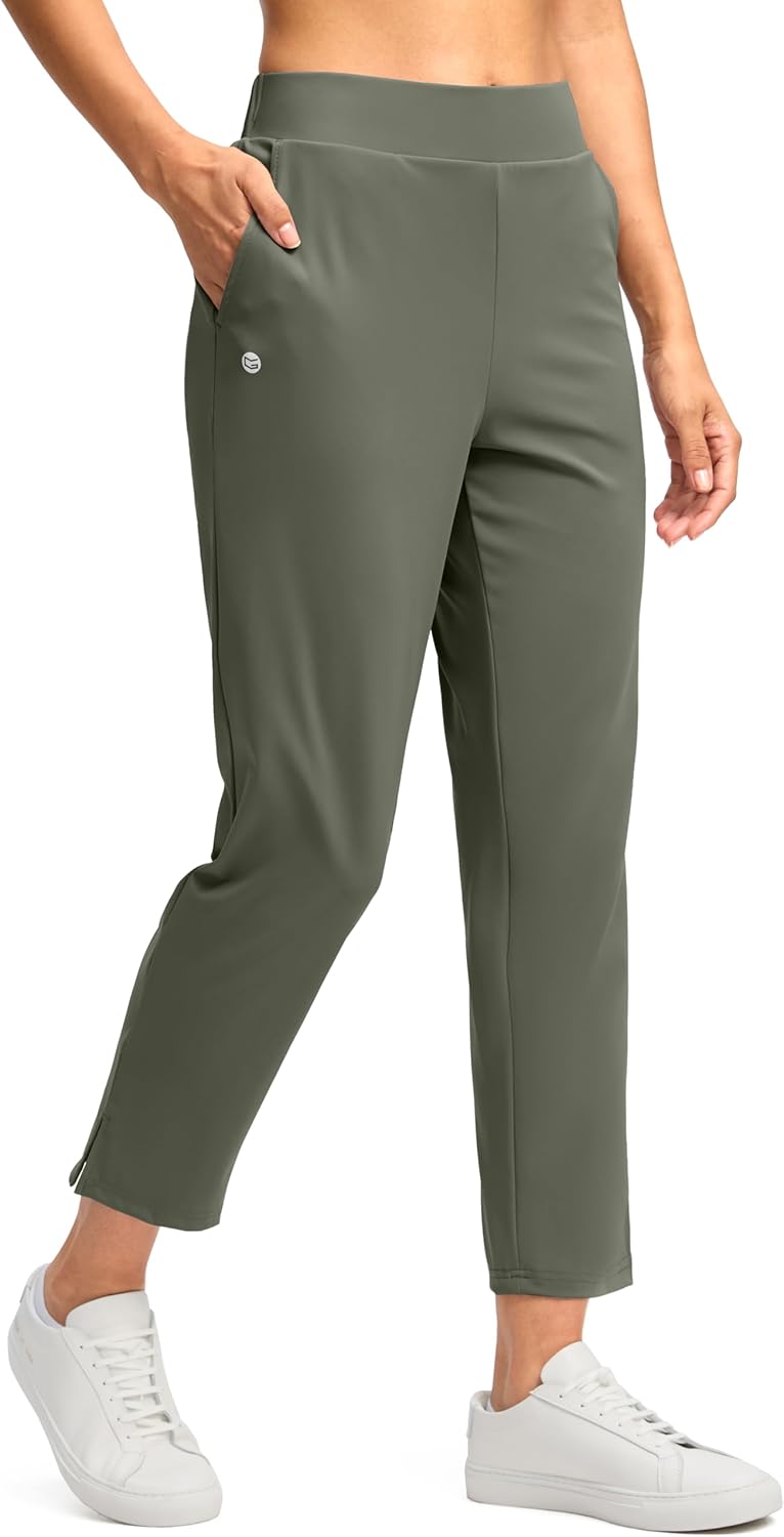 G Gradual Women's Pants Ankle 7/8 Golf Pants 3 Pockets Stretchy Petite Travel Pants Inner Drawstring for Work Business Casual