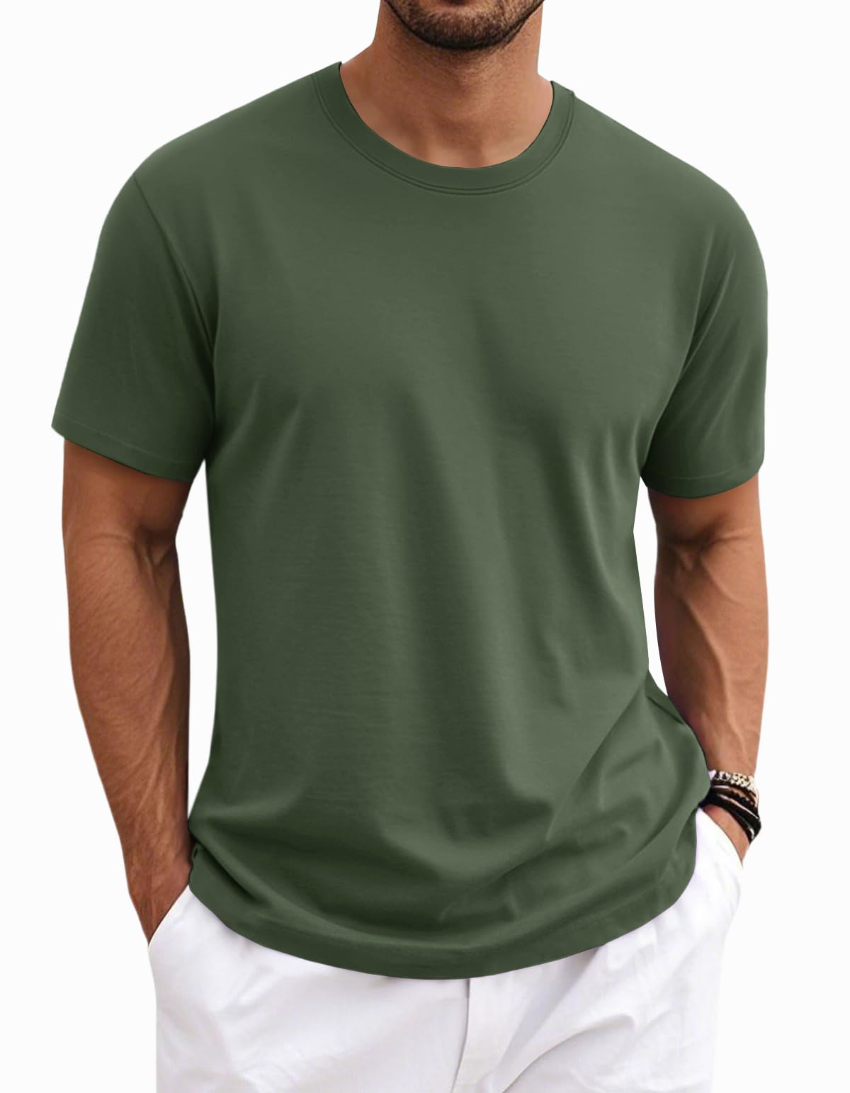 MAGNIVIT Men's Shirts Short Sleeve Cotton T-Shirt Crew Neck Light Tees Classic Basic Casual Tops Plain Soft Shirt