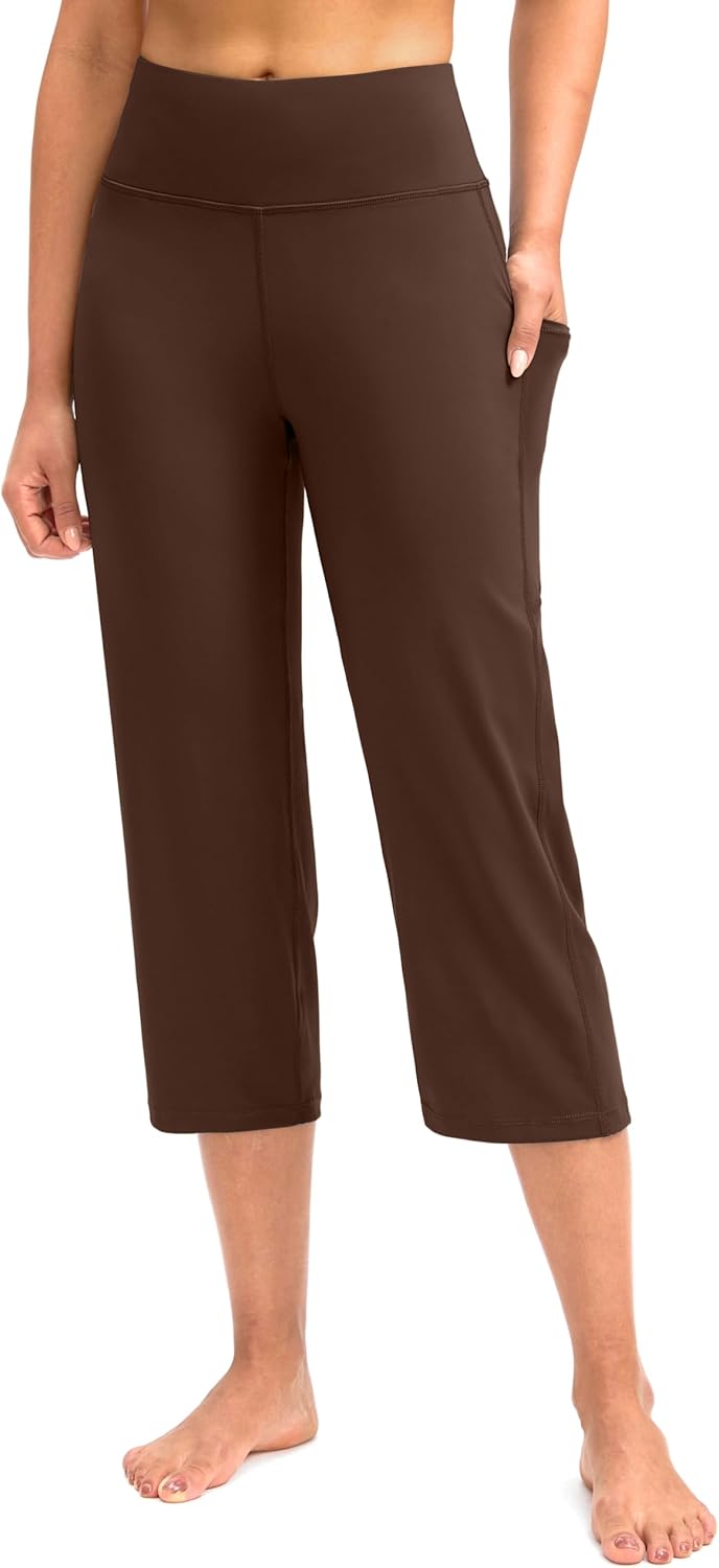 G Gradual Capri Pants for Women High Waist Workout Yoga Pants with Pockets Tummy Control Leggings Crop Straight