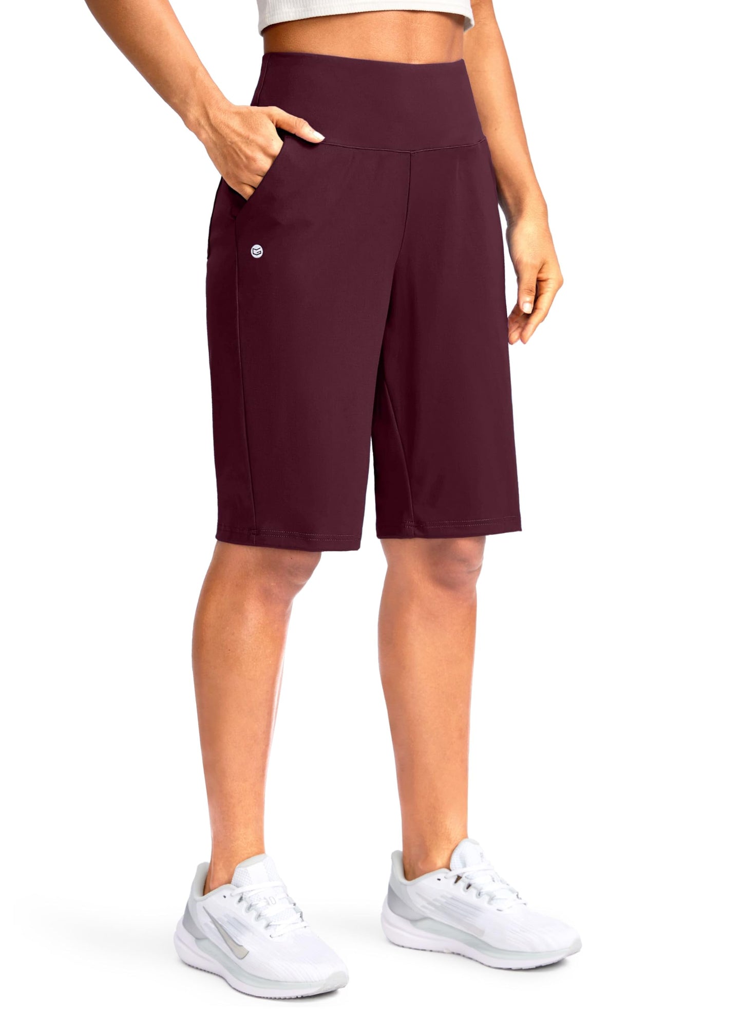 G Gradual Women's 12" Bermuda Long Shorts with Pockets High Waisted Stretch Knee Length Shorts for Women Summer Walking