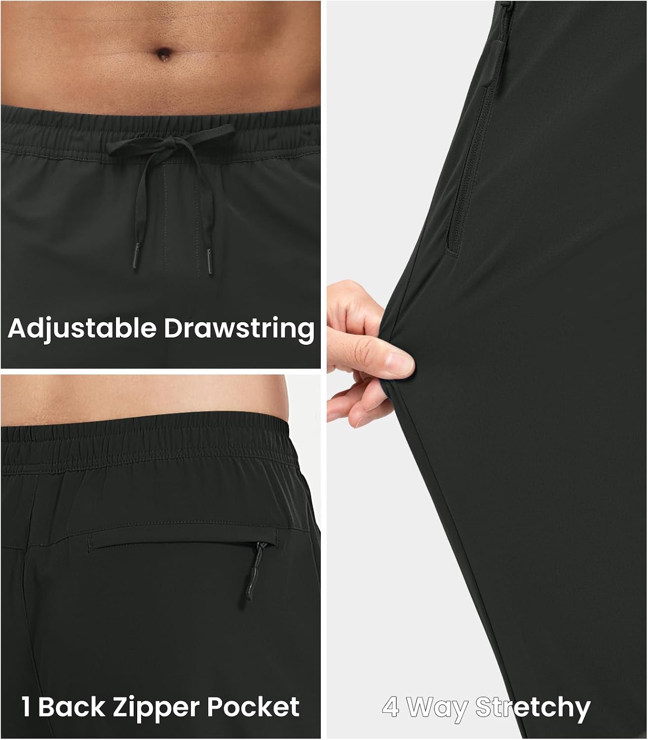 MAGNIVIT Men's Joggers with Zipper Pockets Lightweight Athletic Sweatpants Water Repellent Track Pants for Men Workout
